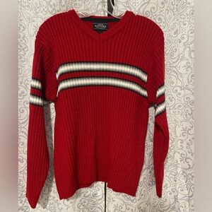 Vintage Sonoma Dark Red Striped Sweater